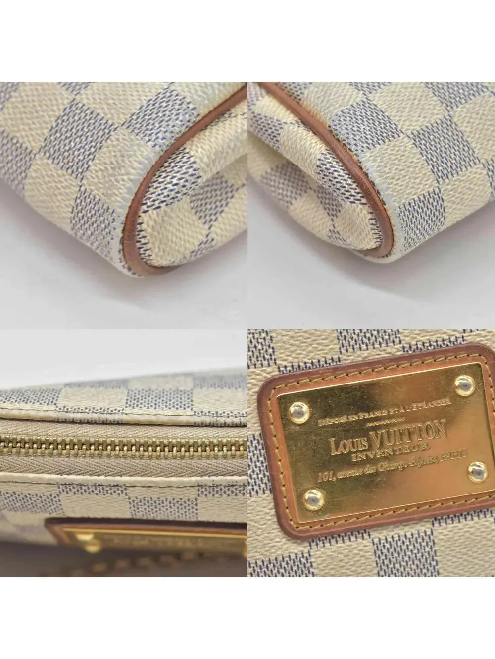 $1460 2012 Louis Vuitton Damier Azur Eva Clutch SN2182